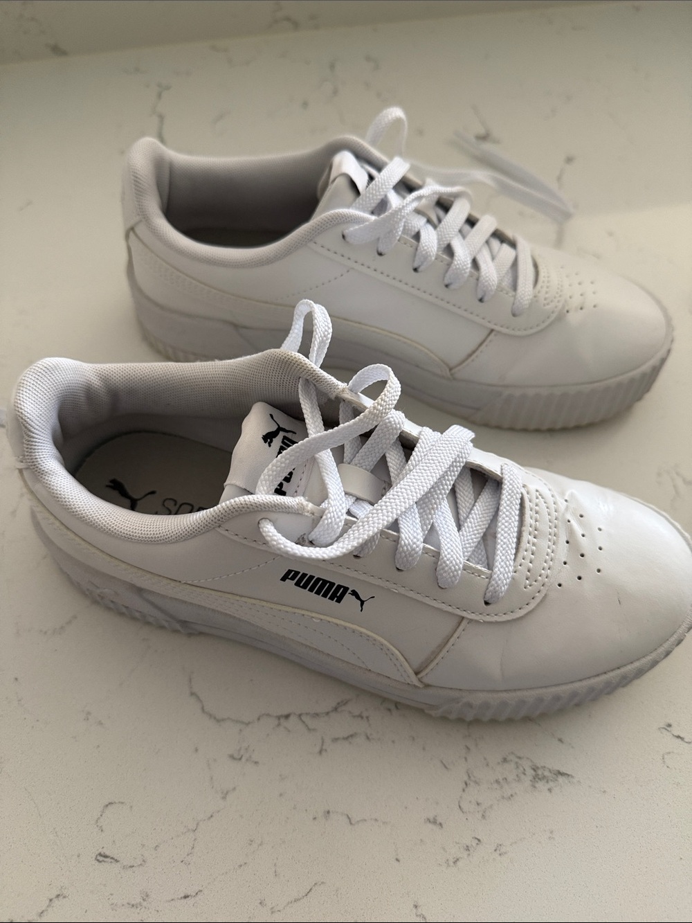 Puma White Leather Platform Sneakers Shoes 6.5 - Picture 7 of 7